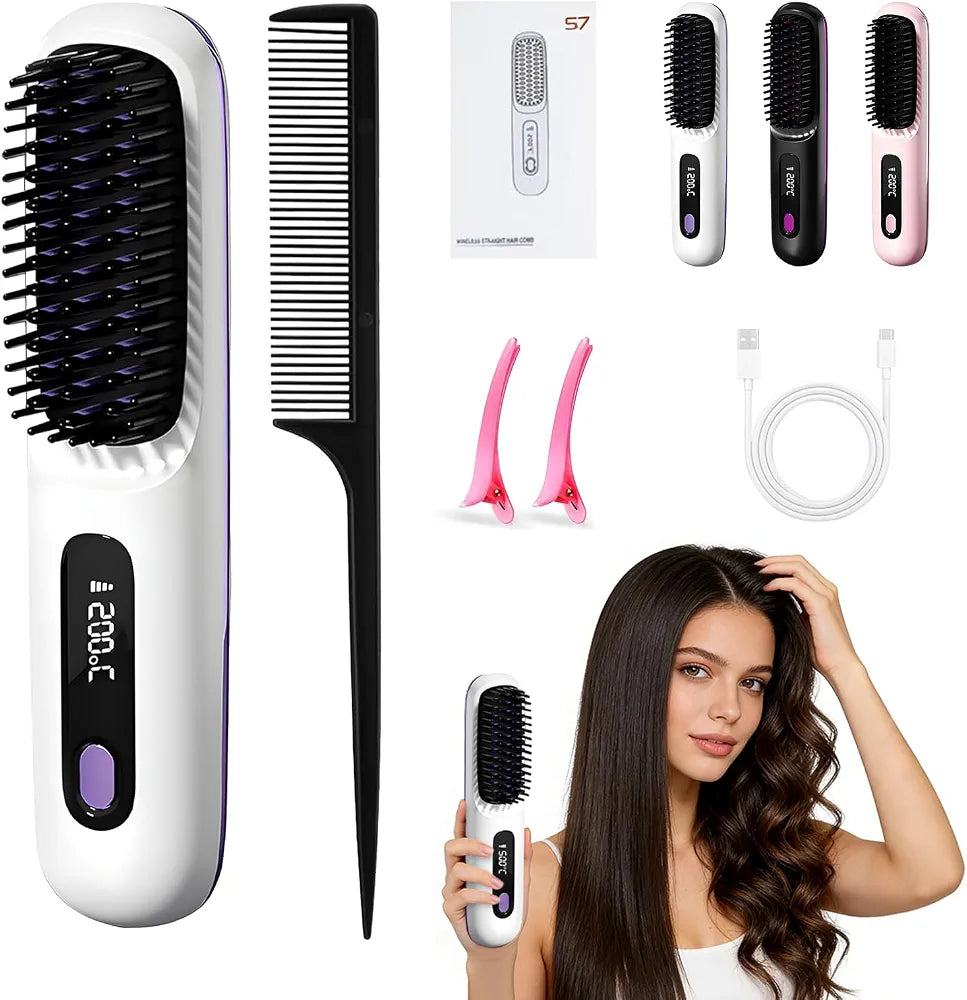 Cepillo Alisador Inalámbrico+Accesorios