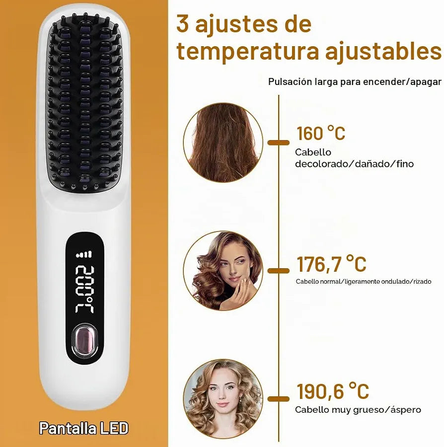 Cepillo Alisador Inalámbrico+Accesorios